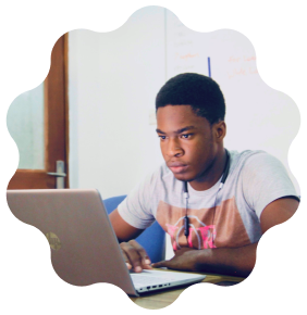 A boy on computer